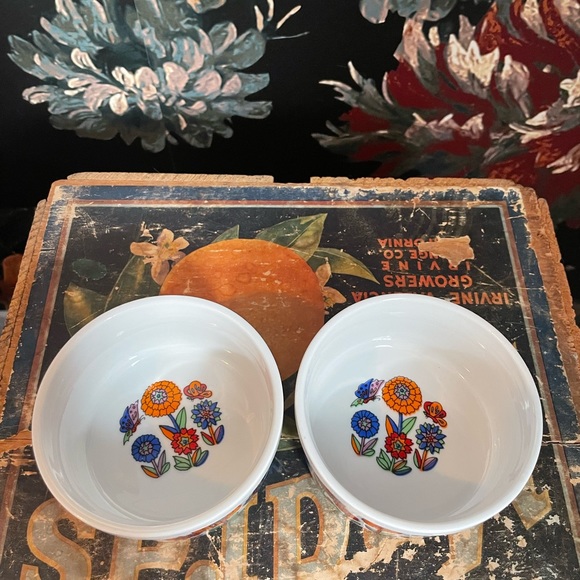 VTG Japanese Ramekins with Vibrant Floral Butterfly Pattern - Picture 3 of 12